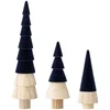 Bloomingville Wooden Christmas Tree Decoration - Set of 3 - Blue - Image 1