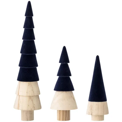 Bloomingville Wooden Christmas Tree Decoration - Set of 3 - Blue