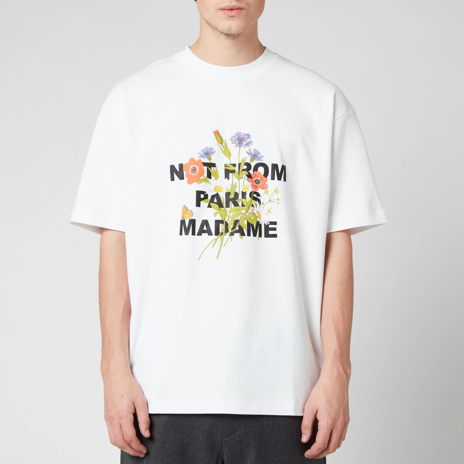 Drôle de Monsieur Men's Flower Slogan T-Shirt - White Image 1