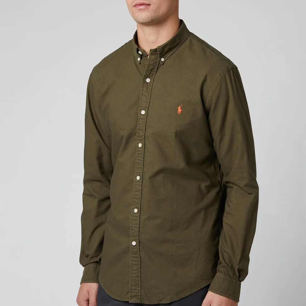 Polo Ralph Lauren Men's Slim Fit Garment Dyed Oxford Shirt - Defender Green Image 1