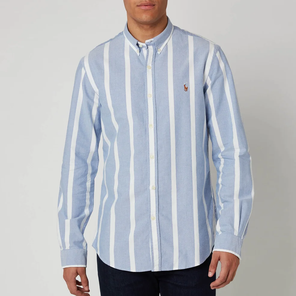 Polo Ralph Lauren Men's Long Sleeve Sport Shirt - Blue/White Image 1