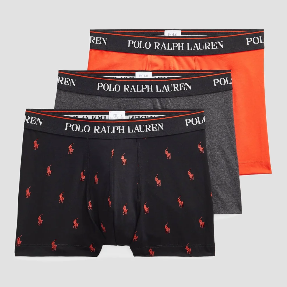Polo Ralph Lauren Men's Stretch Cotton 3 Pack Trunks - Black/Heather/Orange Image 1