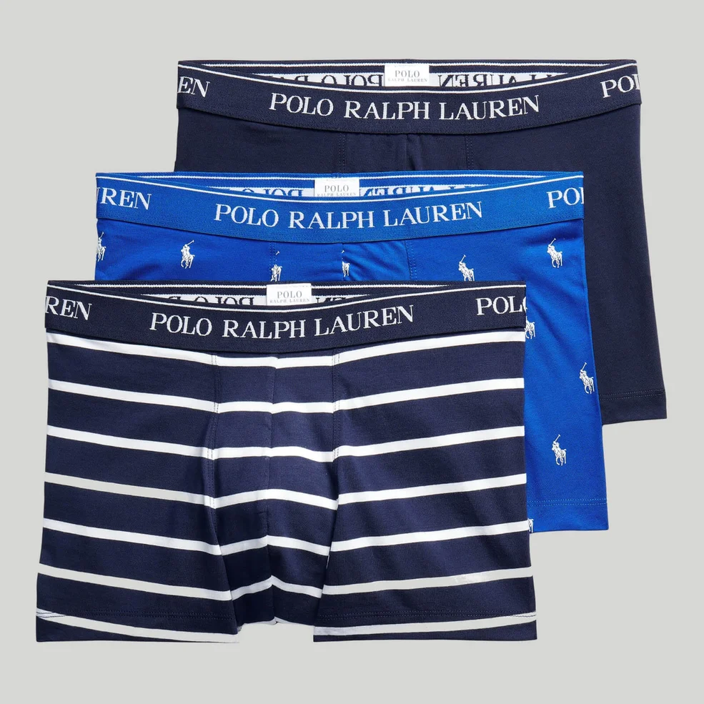 Polo Ralph Lauren Men's Stretch Cotton 3 Pack Trunks - Sapphire/Navy Stripe/Navy Image 1