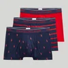 Polo Ralph Lauren Men's Stretch Cotton 3 Pack Trunks - Navy/Red Stripe/Red - Image 1