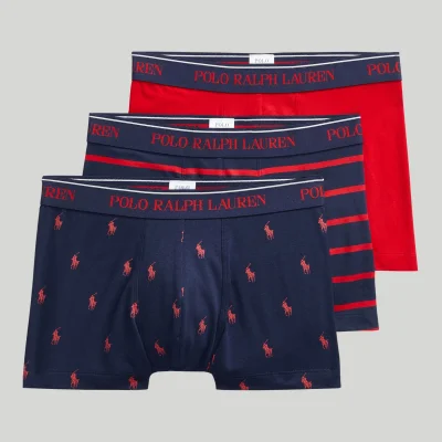 Polo Ralph Lauren Men's Stretch Cotton 3 Pack Trunks - Navy/Red Stripe/Red