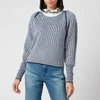 See by Chloé Women's High Frill Neck Jumper - Blue White - Image 1