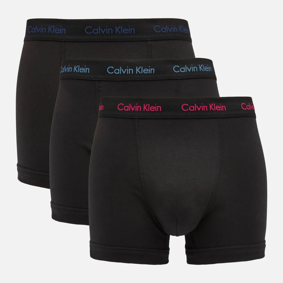 Calvin Klein Men's 3 Pack Trunks - Black with Plumberry/Chino/Riverbed WB Image 1