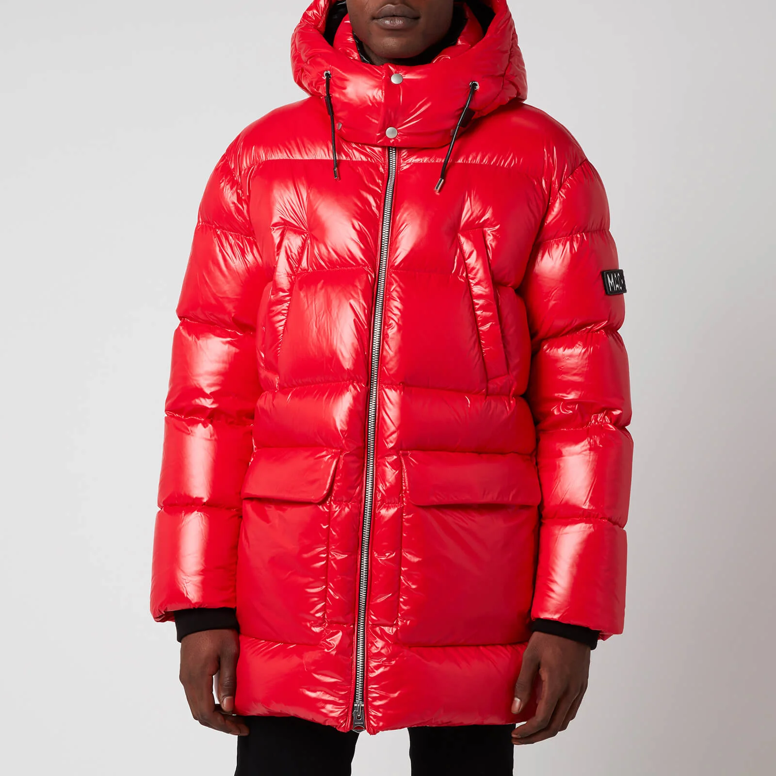 Mackage Men's Kendrick Medium Down Hooded Long Coat - Red Image 1