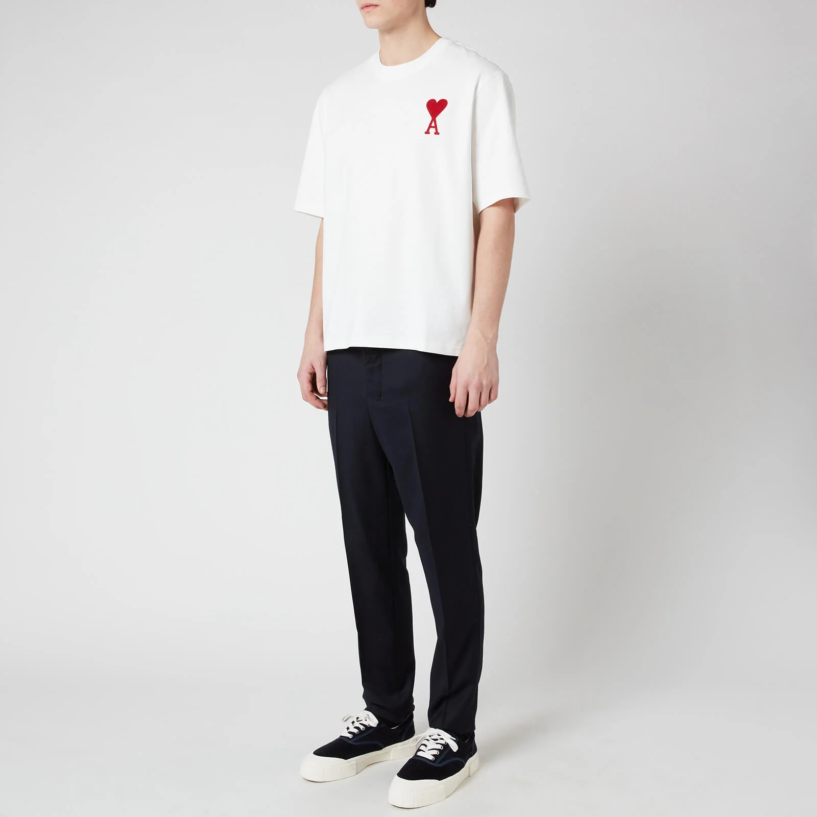 AMI Men's Embroidered Chain Stitch De Coeur T-Shirt - Off White Image 1