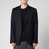 AMI Men's Wool Flannel Two Button Jacket - Navy - Image 1