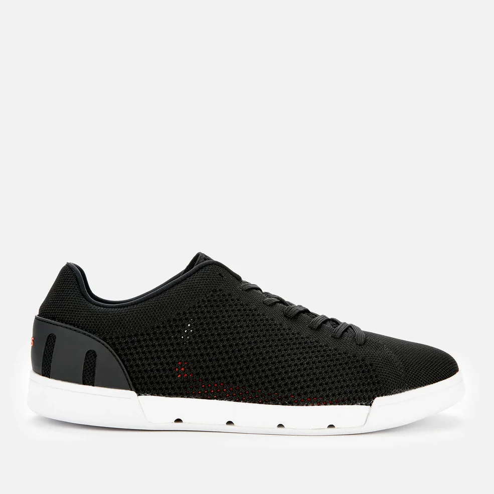 SWIMS Men's Breeze Tennis Knitted Trainers - Black/White Image 1