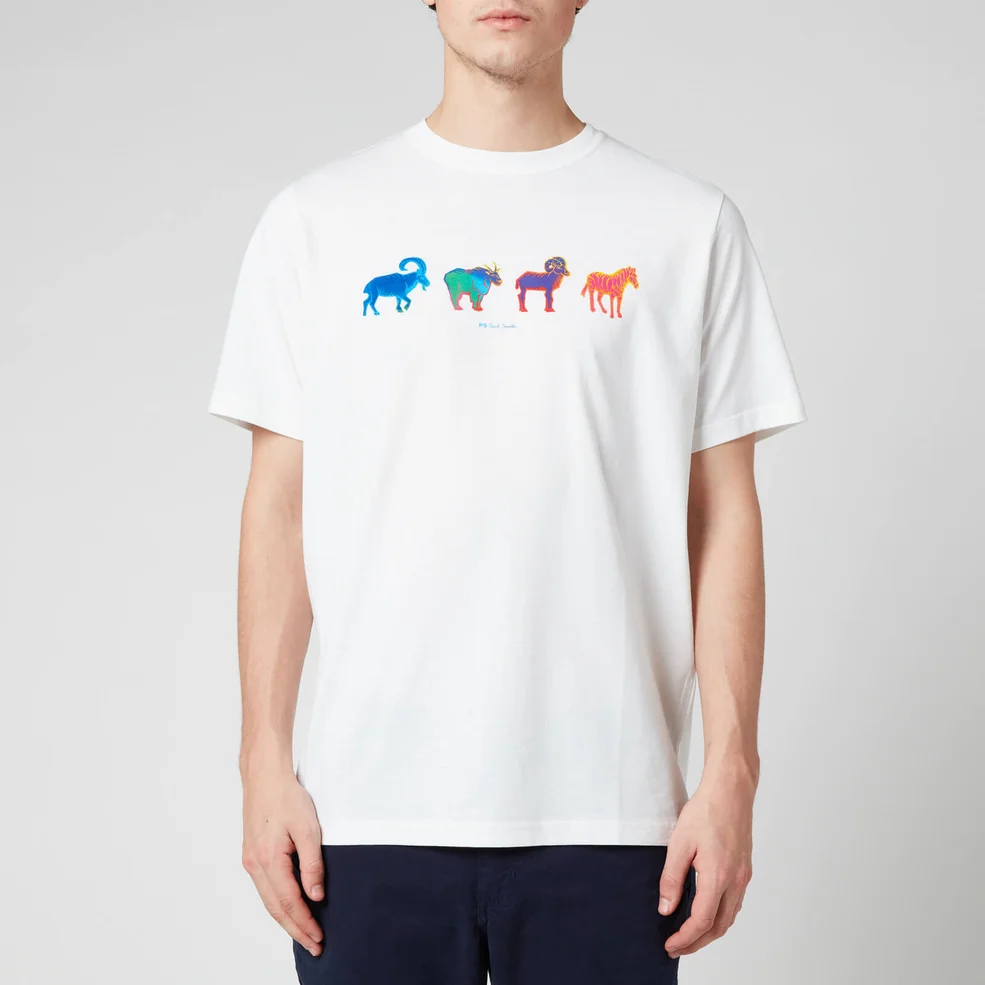 PS Paul Smith Men's Goats Zebra Regular Fit T-Shirt - White Image 1