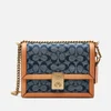 Coach Women's Signature Chambray Hutton Shoulder Bag - Midnight Navy - Image 1