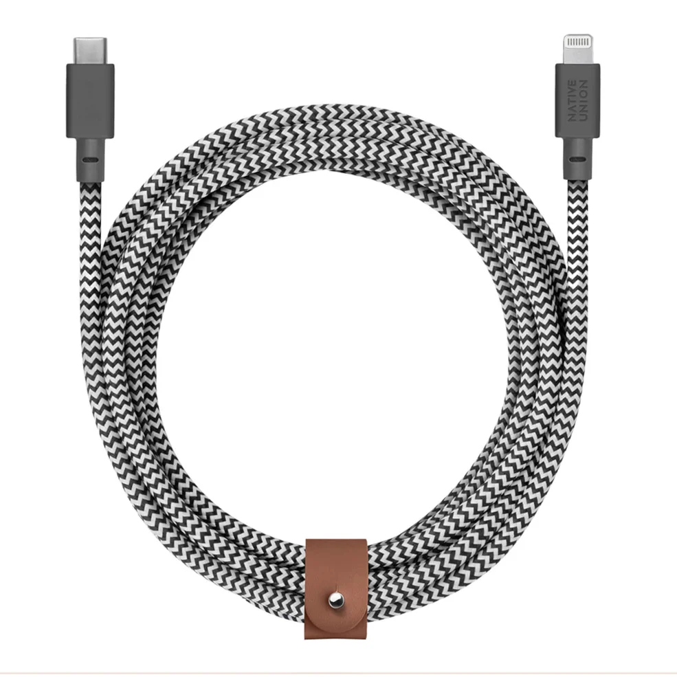 Native Union Belt Cable 3m - USB C - Lightning - Zebra Image 1