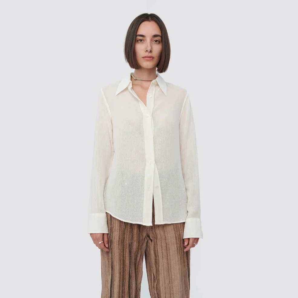 Our Legacy Women's 70s Line Shirt - White Raw Viscose Wool Image 1