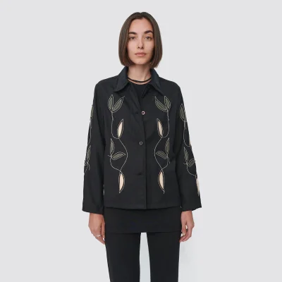 Our Legacy Women's Square Shirt - Black Leaf Embroidery