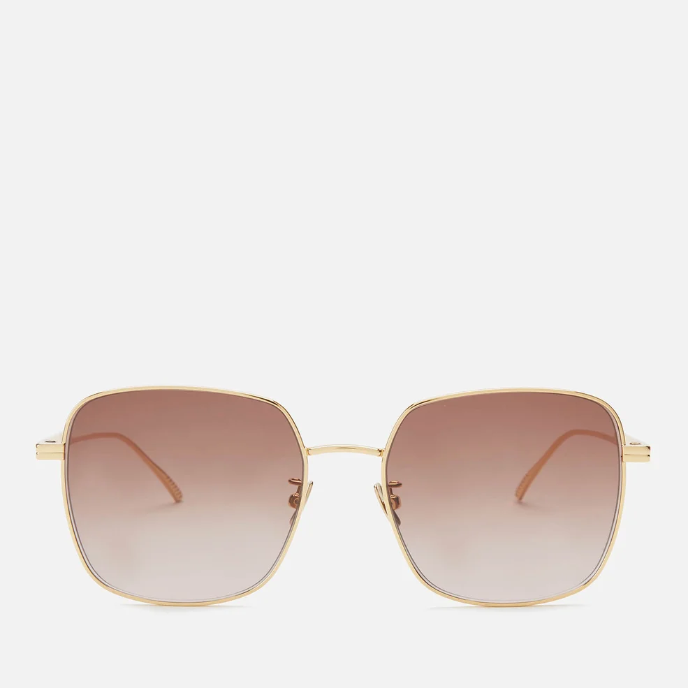 Bottega Veneta Women's Square Frame Sunglasses - Gold/Brown Image 1