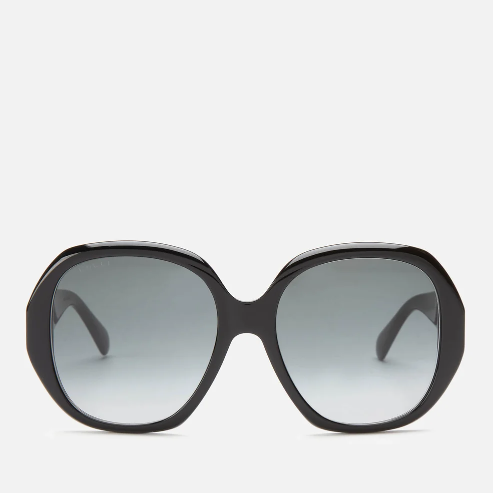 Bottega Veneta Women's Square Frame Sunglasses - Black/Gold/Grey Image 1