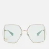 Gucci Women's Metal Frame Sunglasses - Gold/Green - Image 1