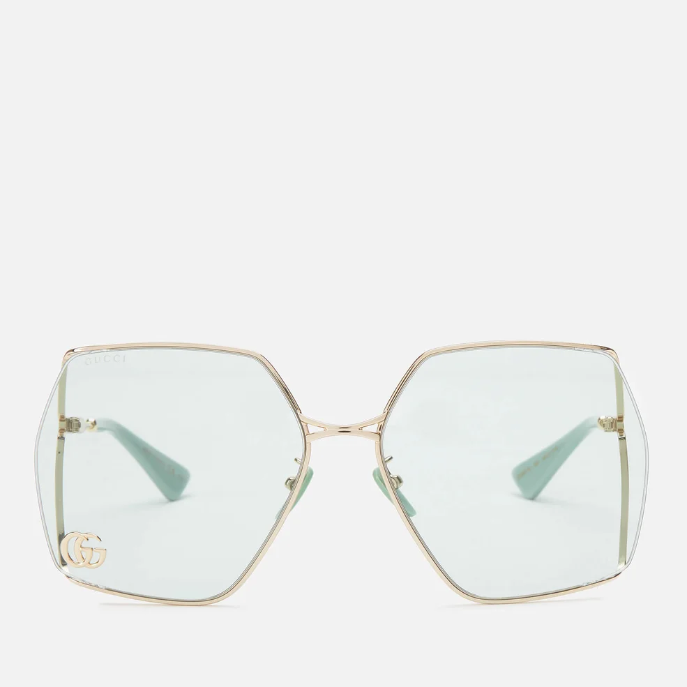 Gucci Women's Metal Frame Sunglasses - Gold/Green Image 1