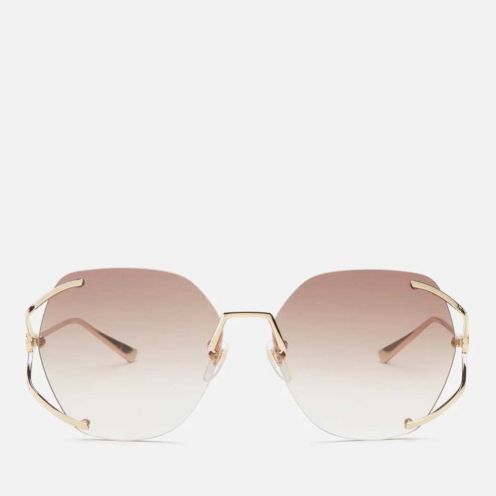 Gucci Women's Metal Frame Sunglasses - Gold/Brown Image 1