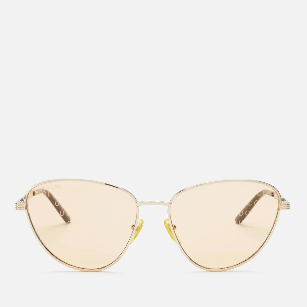 Gucci Women's Monogram Sunglasses - Gold/Orange Image 1