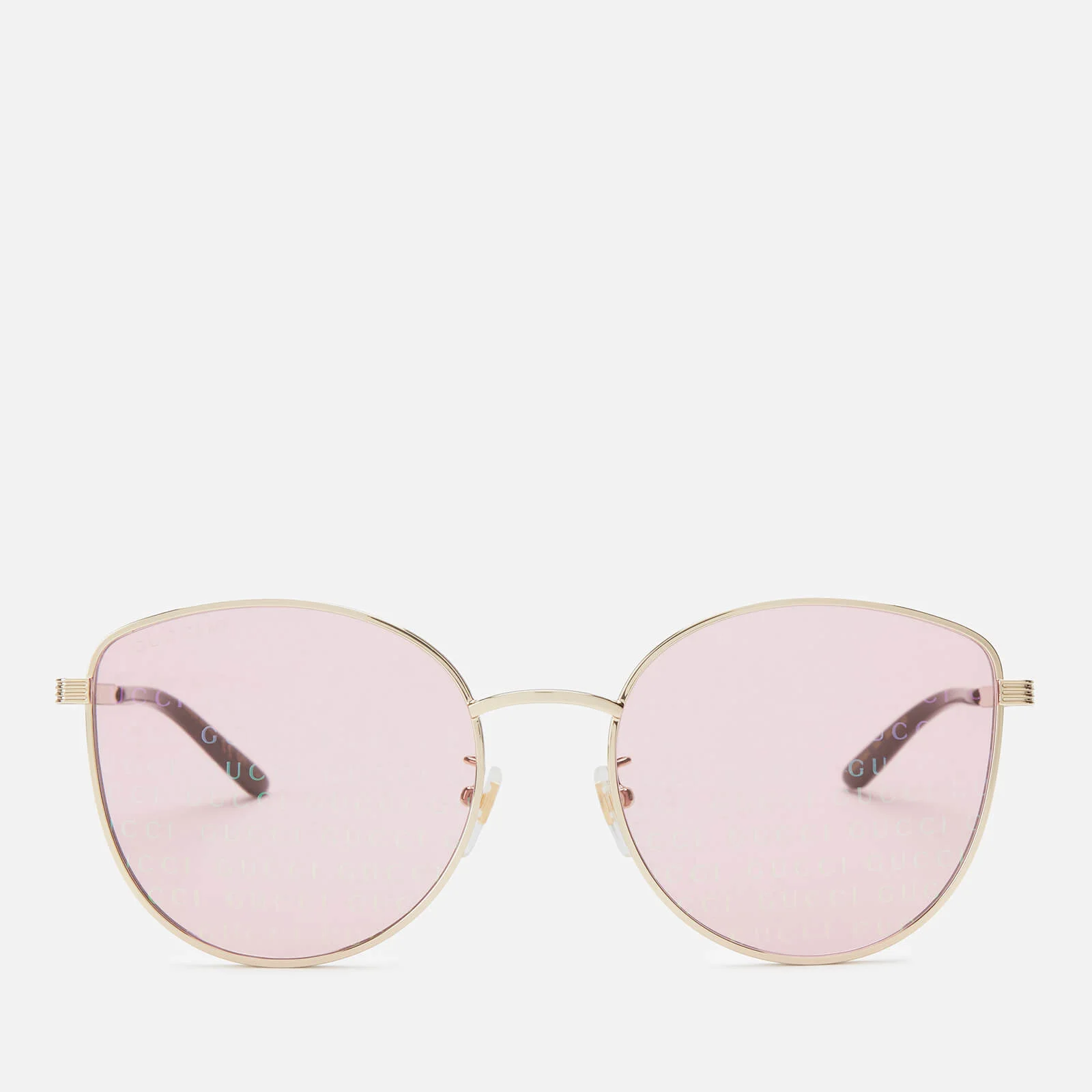 Gucci Women's Monogram Sunglasses - Gold/Pink Image 1