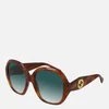 Gucci Women's Round Acetate Sunglasses - Gold/Brown - Image 1