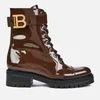 Balmain Women's Ranger Boot Patent Leather - Dark Brown - Image 1