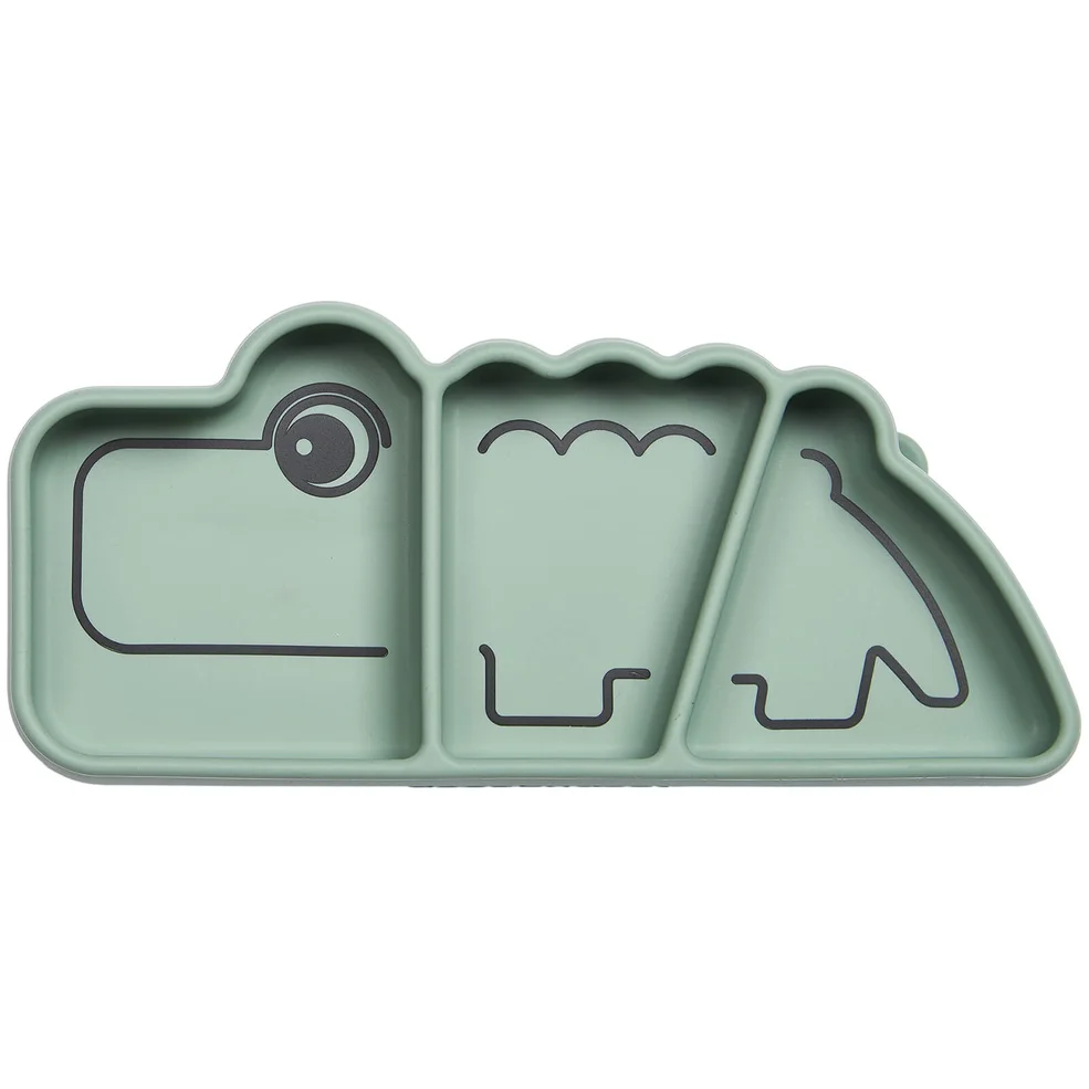 Done by Deer Silicone Stick & Stay Snack Plate Croc - Green Image 1