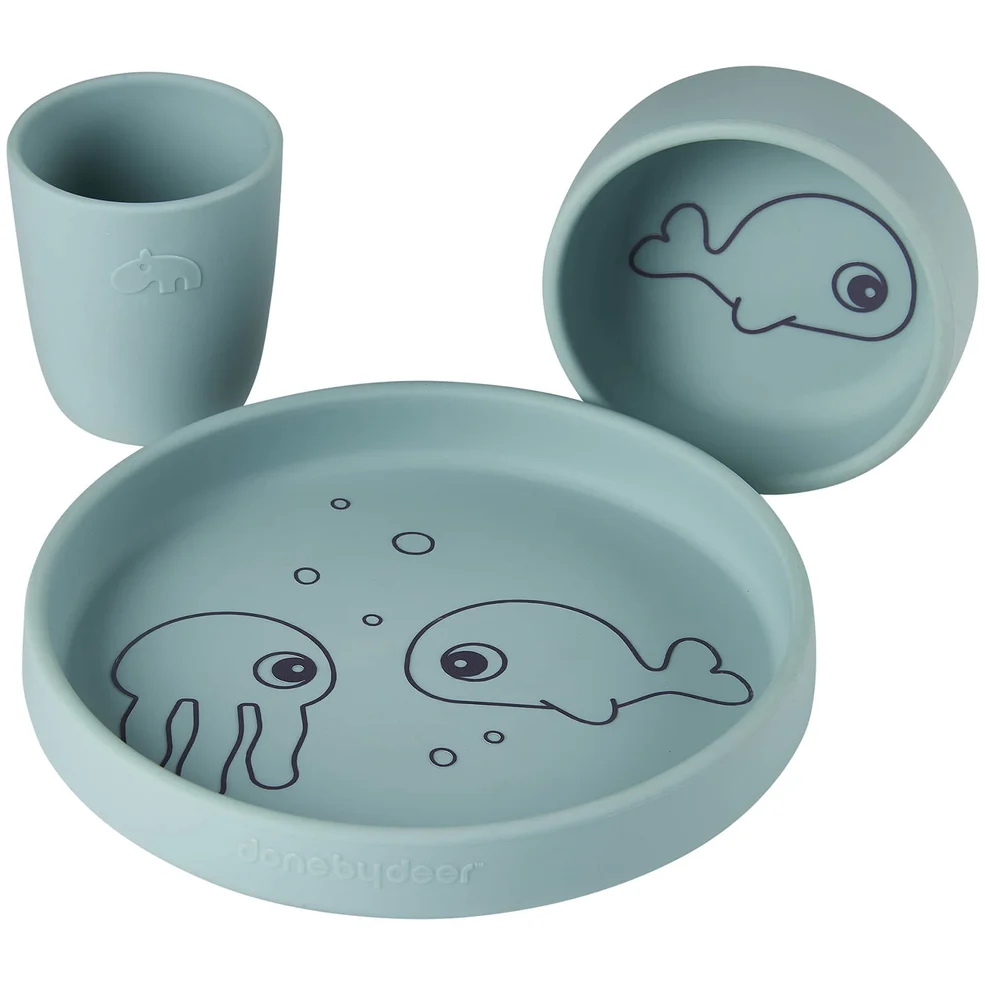 Done by Deer Silicone Dinner Set - Sea Friends - Blue Image 1