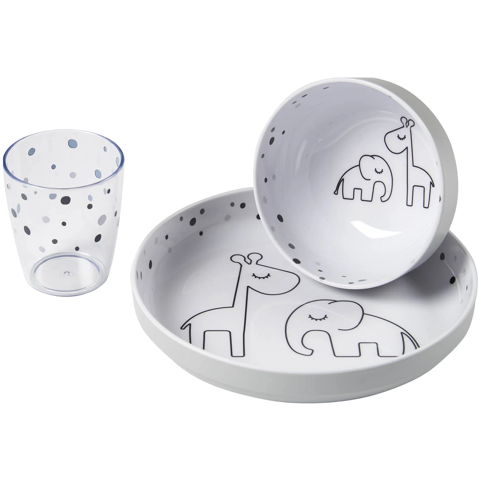Done by Deer Yummy Mini Dinner Set - Dreamy Dots - Grey Image 1