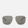 Saint Laurent Men's Sl 376 Slim Metal Aviator Sunglasses - Silver/Grey - Image 1