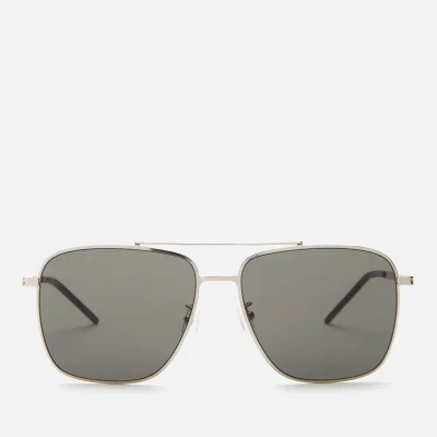 Saint Laurent Men's Sl 376 Slim Metal Aviator Sunglasses - Silver/Grey