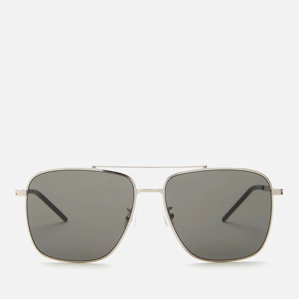 Saint Laurent Men's Sl 376 Slim Metal Aviator Sunglasses - Silver/Grey Image 1