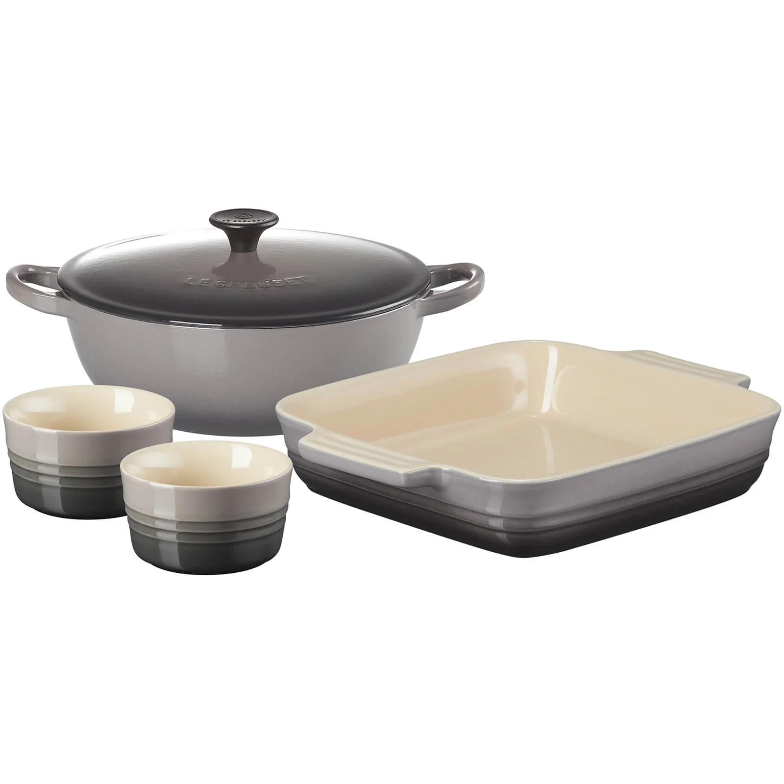 Le Creuset Stoneware Soup Pot, Square Dish and Ramekins Set - Flint Image 1