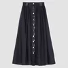 Ganni Women's Light Linen Midi Skirt - Phanthom - Image 1