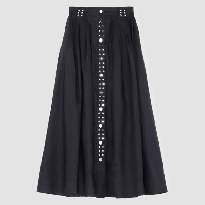 Ganni Women's Light Linen Midi Skirt - Phanthom
