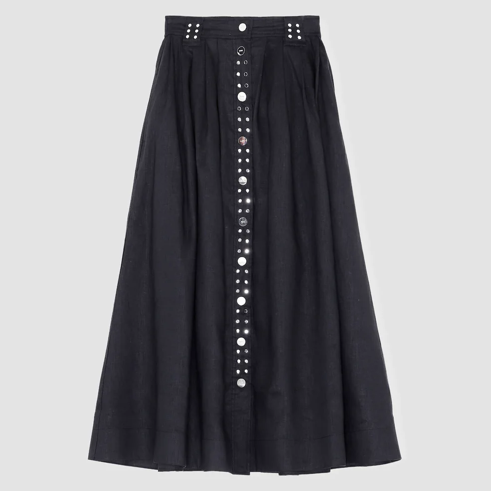 Ganni Women's Light Linen Midi Skirt - Phanthom Image 1