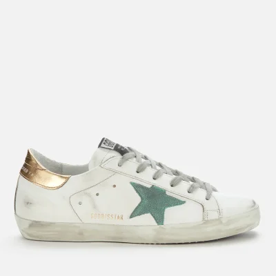 Golden Goose Women's Superstar Leather Trainers - White/Green/Gold