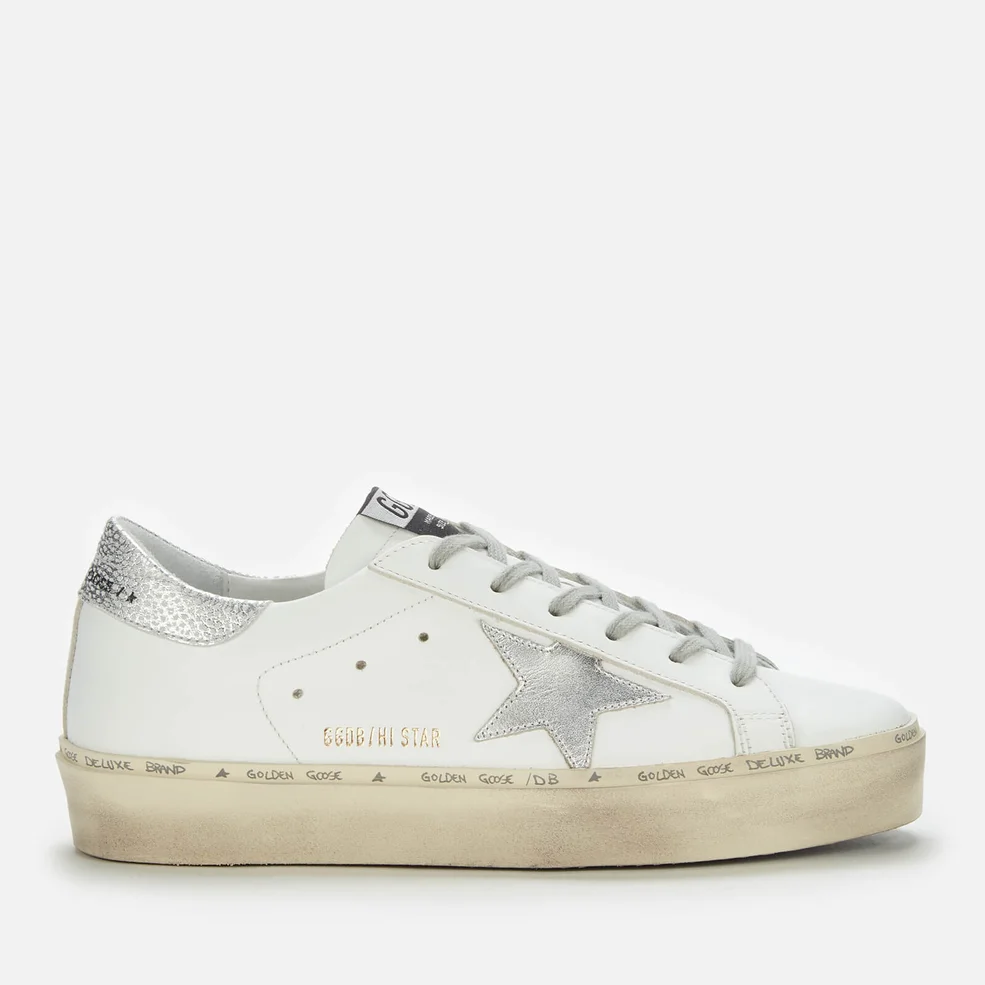 Golden Goose Women's Hi-Star Leather Flatform Trainers - White/Silver Image 1