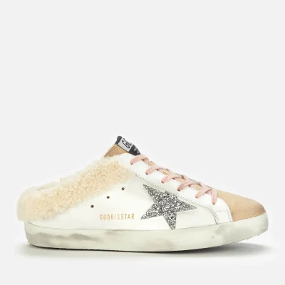 Golden Goose Women's Sabot Shearling Lined/Leather Mules - Cappuccino/White/Silver