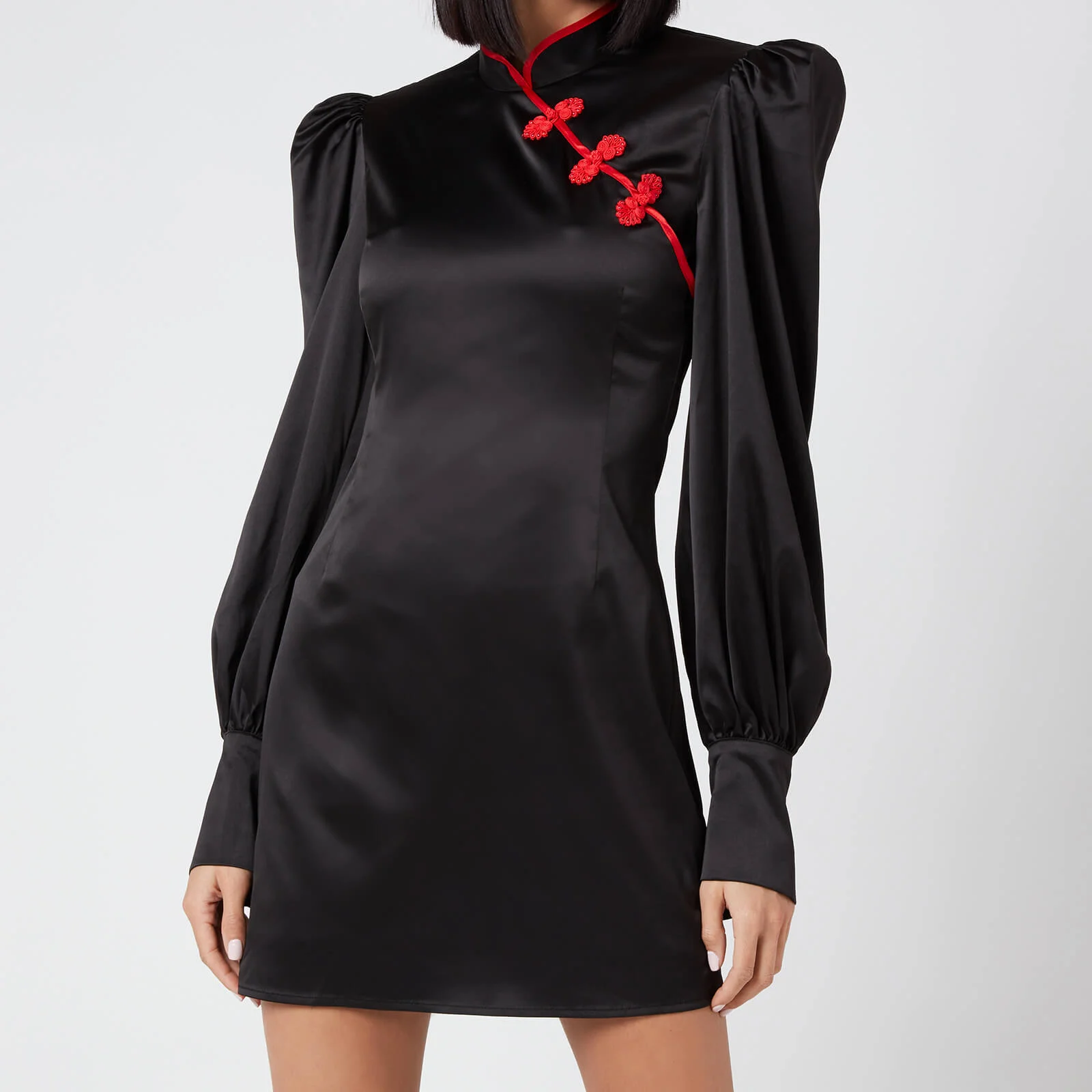 De La Vali Women's Pachino Short Dress - Black Solid/Red Frongs Image 1