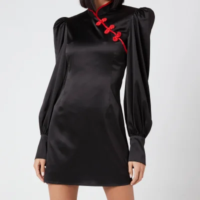 De La Vali Women's Pachino Short Dress - Black Solid/Red Frongs