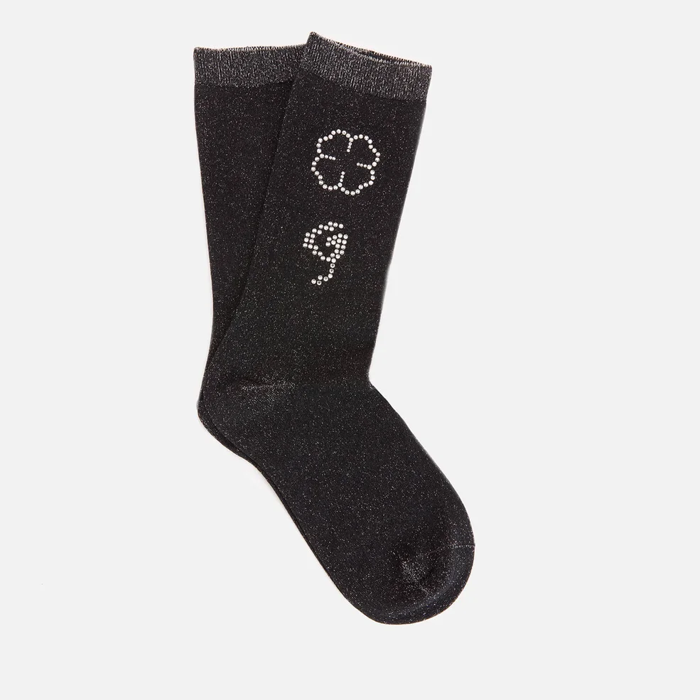 Ganni Women's Lurex Socks - Black Image 1
