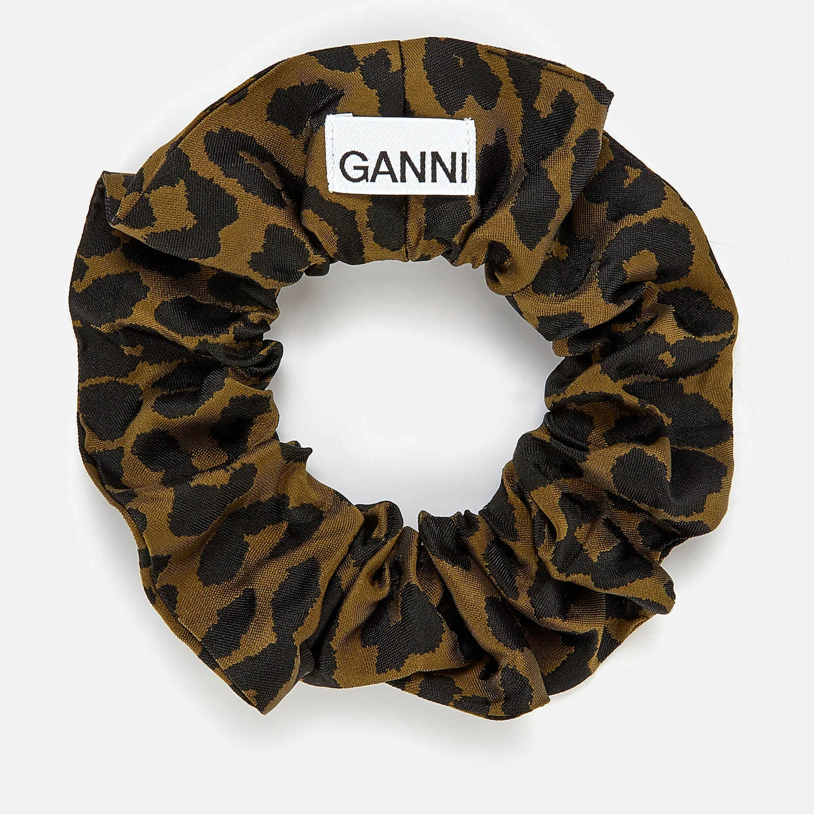 Ganni Women's Crispy Jacquard Scrunchie - Olive Drab Image 1