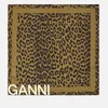 Ganni Women's Leopard Print Scarf - Olive Drab - Image 1