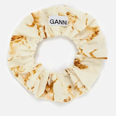 Ganni Women's Printed Cotton Poplin Scrunchie - Cognac