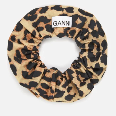 Ganni Women's Printed Cotton Poplin Scrunchie - Leopard
