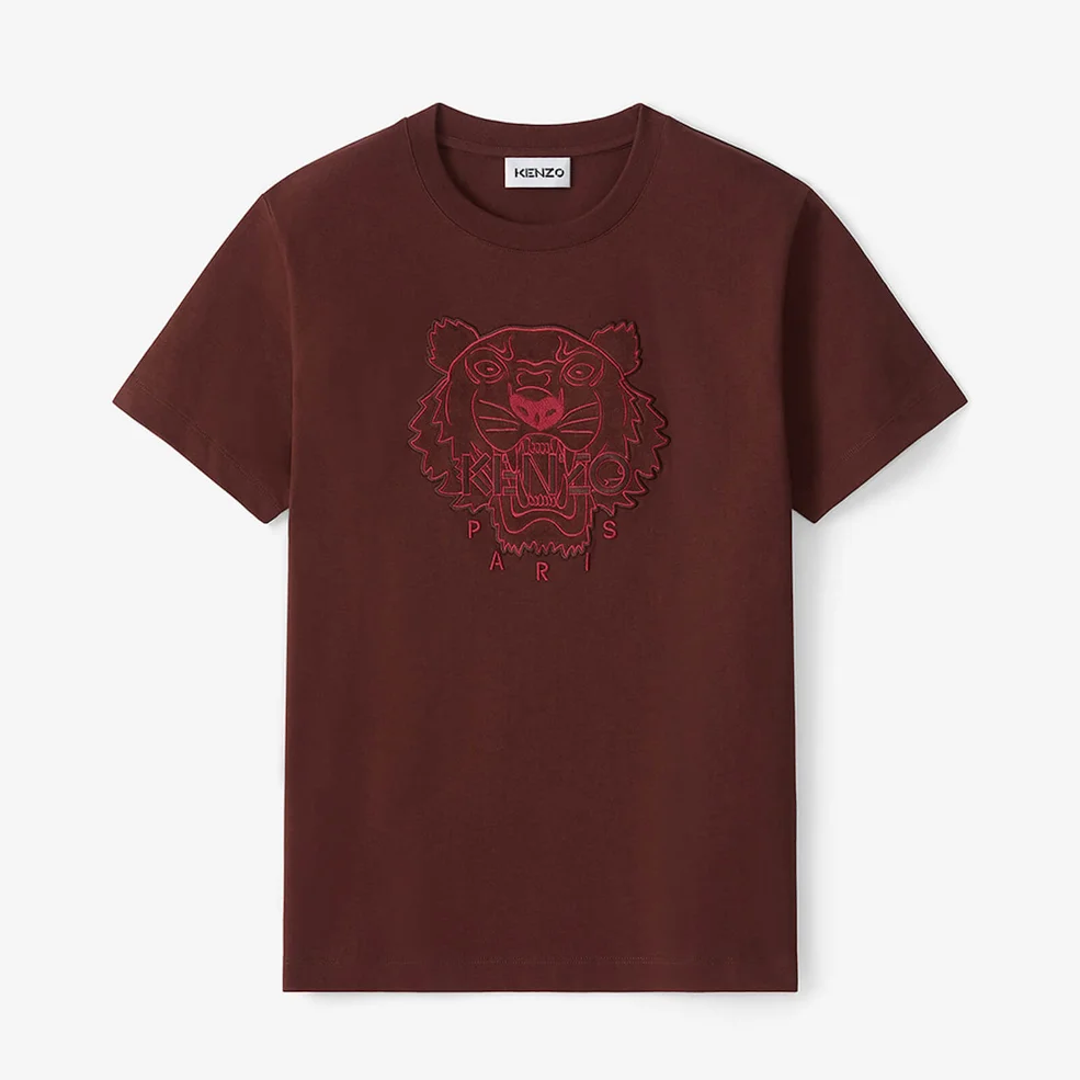 KENZO Women's Velvet Tigerhead Embroidered Loose T-Shirt - Red Image 1
